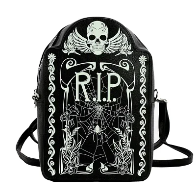 Glow in the Dark Tombstone Mini Backpack Black