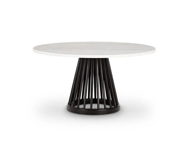 Tom Dixon Tube Dining Table Brass White Marble Top 900mm - Shop