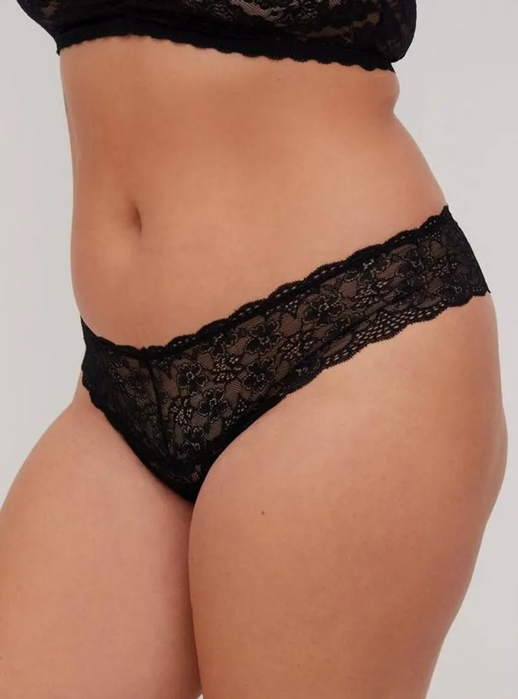 Lace Mid-Rise Thong Panty