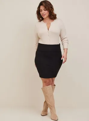 Mini Jersey Foldover Pencil Skirt