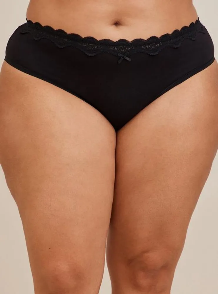 Cotton Mid-Rise Hipster Lace Trim Panty