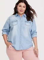 Taylor Medium Wash Denim Button-Down Shirt