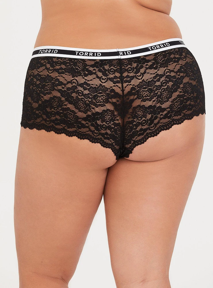 Lace Mid-Rise Cheeky Logo Panty