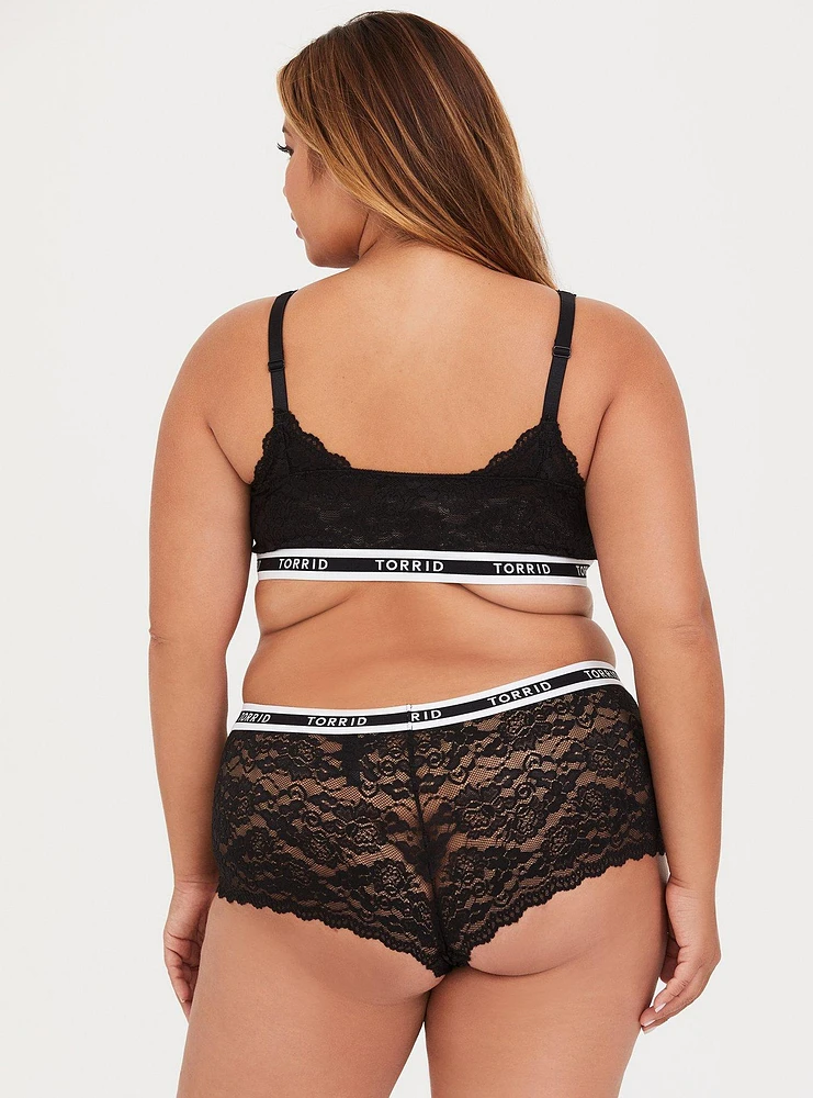 Lace Mid-Rise Cheeky Logo Panty