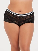 Lace Mid-Rise Cheeky Logo Panty