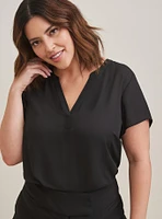 Georgette Hi-Low Short Sleeve Blouse