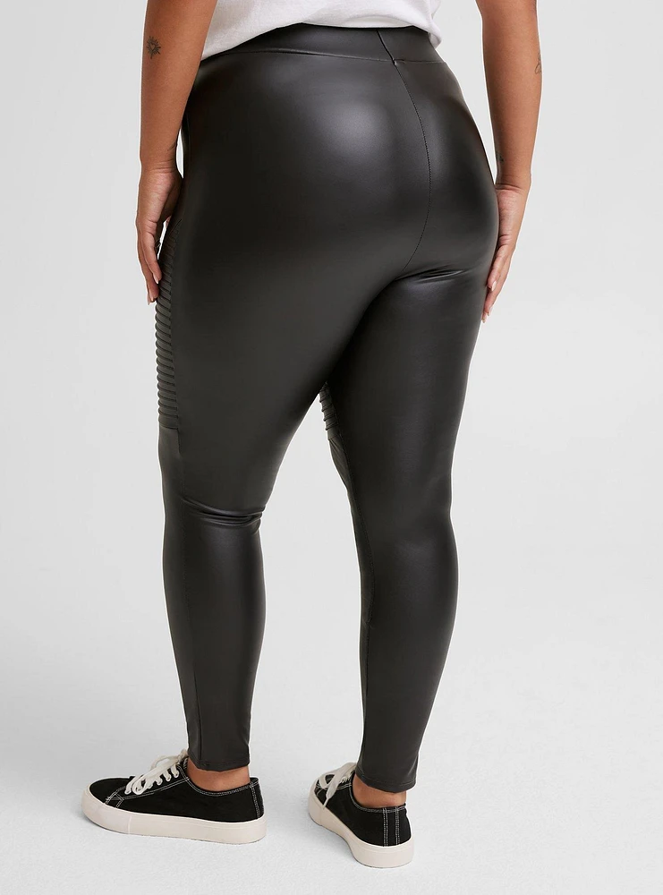 Full Length Signature Waist Faux Leather Moto Legging