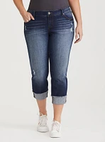 Crop Boyfriend Straight Vintage Stretch Mid-Rise Jean