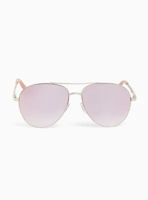 Plus Size - Rose Gold Reflective Aviator Sunglasses - Torrid