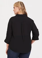 Georgette Button-Down Pullover Blouse