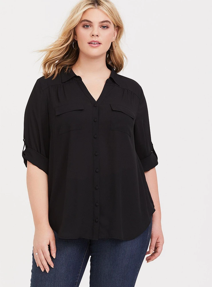 Georgette Button-Down Pullover Blouse