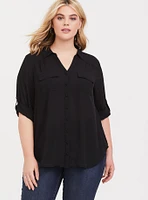 Georgette Button-Down Pullover Blouse