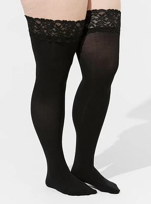 Black Lace Thigh High Tights