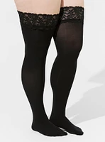 Black Lace Thigh High Tights