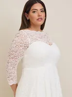 Ivory Lace Tea-Length Wedding Dress