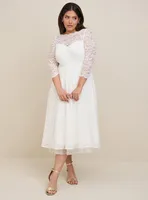 Ivory Lace Tea-Length Wedding Dress
