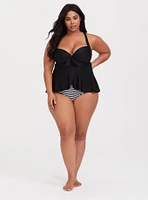 Wireless Babydoll Tie-Front Tankini