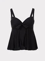 Wireless Babydoll Tie-Front Tankini