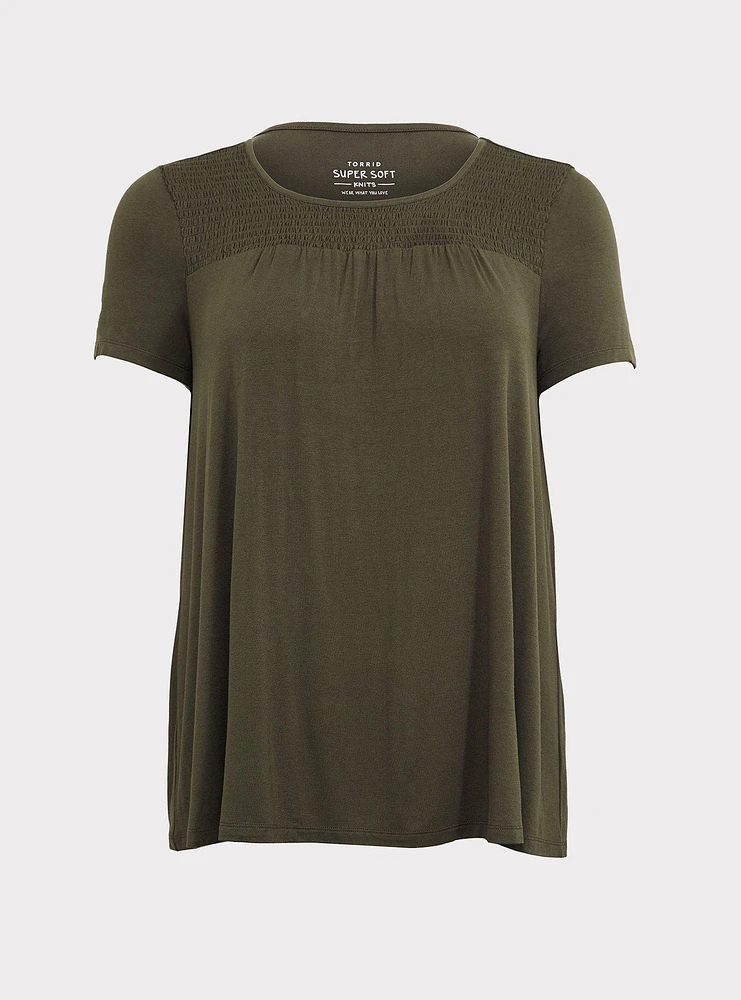 Super Soft Scoop Neck Smocked Yoke Tee