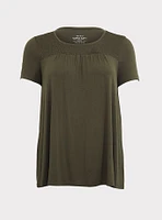 Super Soft Scoop Neck Smocked Yoke Tee