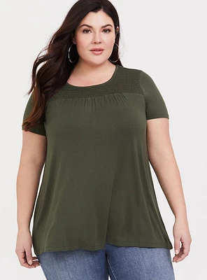 Super Soft Scoop Neck Smocked Yoke Tee