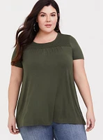 Super Soft Scoop Neck Smocked Yoke Tee