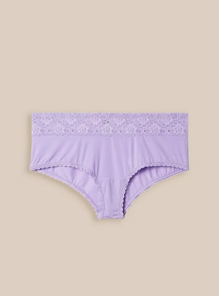 Plus Size - Second Skin Mid-Rise Cheeky Lace Trim Panty - Torrid