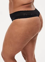 Second Skin Mid-Rise Thong Lace Trim Panty