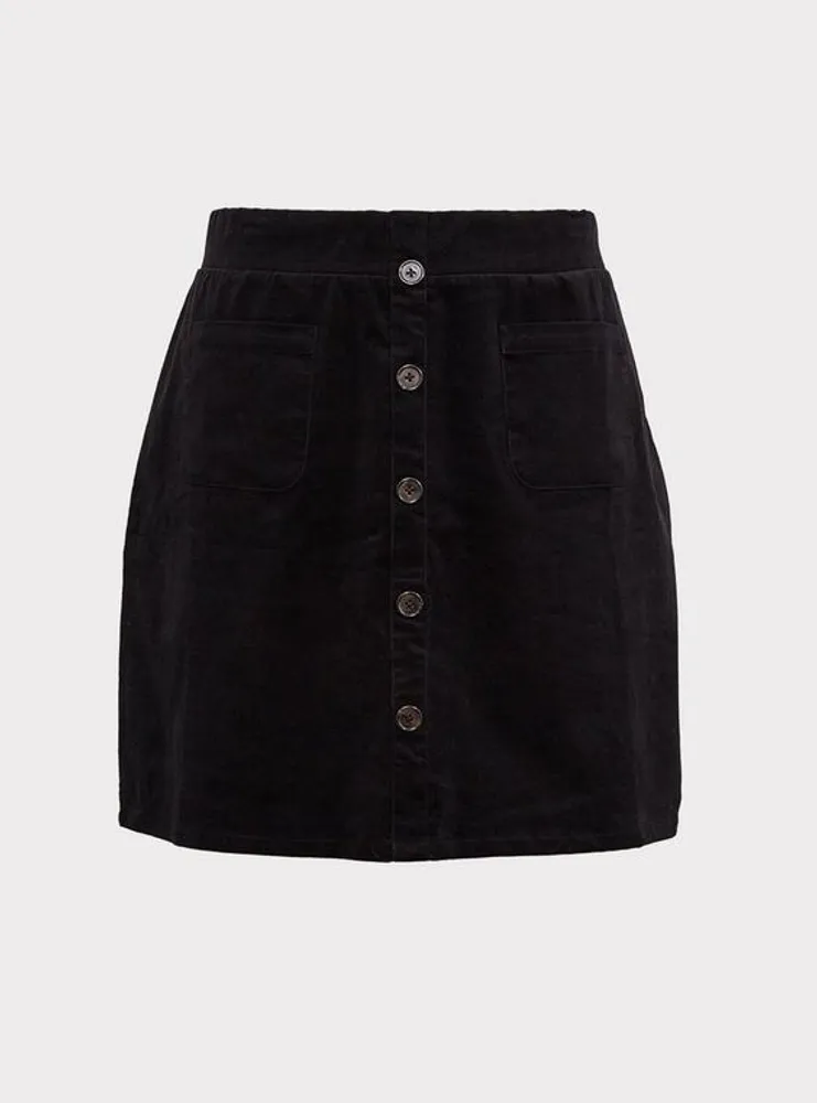 Mini Corduroy Button-Front Skirt