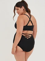 High-Rise Strappy Back Swim Bottom