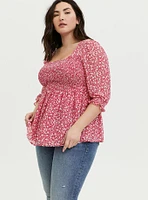 Babydoll Chiffon Smocked Top