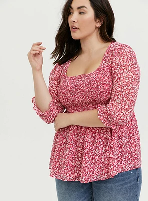 Babydoll Chiffon Smocked Top