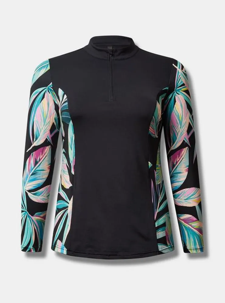 Cropped Half Zip Rashguard Swim Top