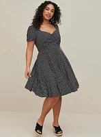 Mini Challis Shirred-Front Skater Dress