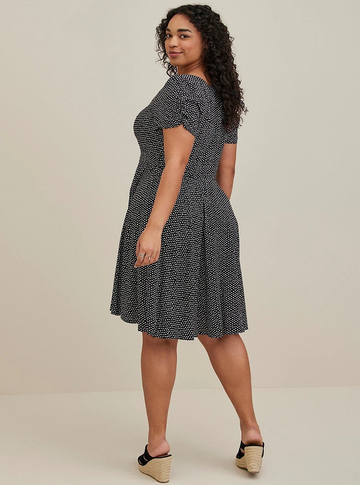 Mini Challis Shirred-Front Skater Dress