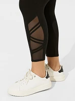 Crop Signature Waist Strappy Angled Mesh Inset Legging