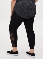 Crop Signature Waist Strappy Angled Mesh Inset Legging