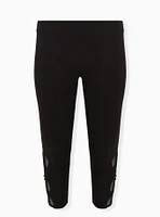 Crop Signature Waist Strappy Angled Mesh Inset Legging