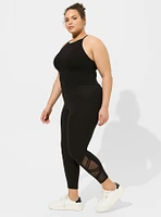 Crop Signature Waist Strappy Angled Mesh Inset Legging