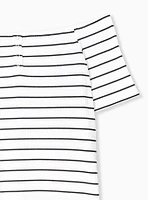 Ribbed Off-Shoulder Henley Tee