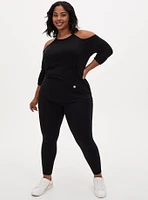 Black Terry Cold Shoulder Active Sweatshirt