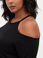 Black Terry Cold Shoulder Active Sweatshirt