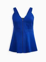 Peplum Crepe Zip-Front Top