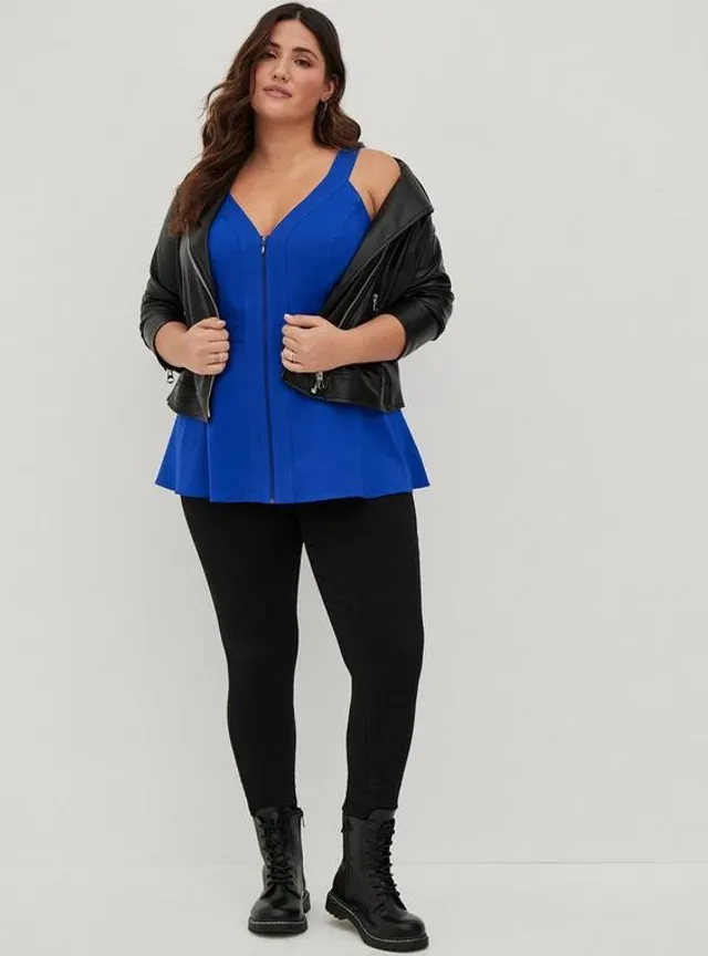 TORRID Peplum Crepe Zip-Front Top