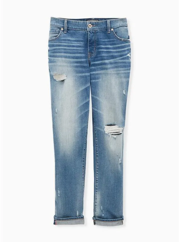 Boyfriend Straight Vintage Stretch Mid-Rise Jean