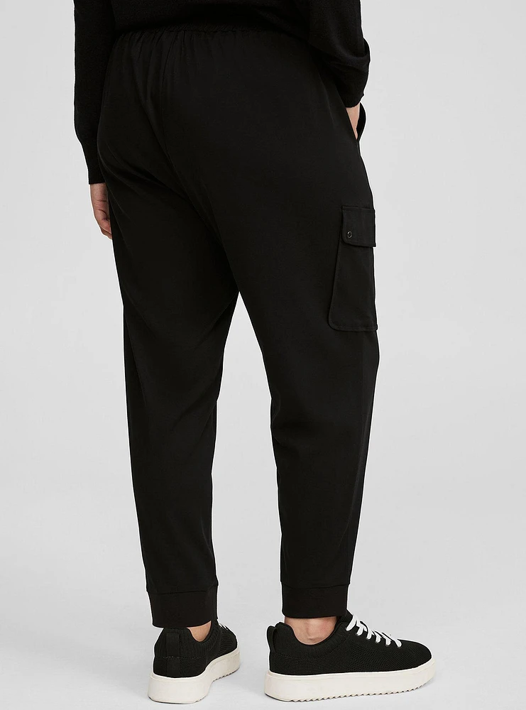 Relaxed Fit Jogger Stretch Challis Mid-Rise Cargo Pocket Pant