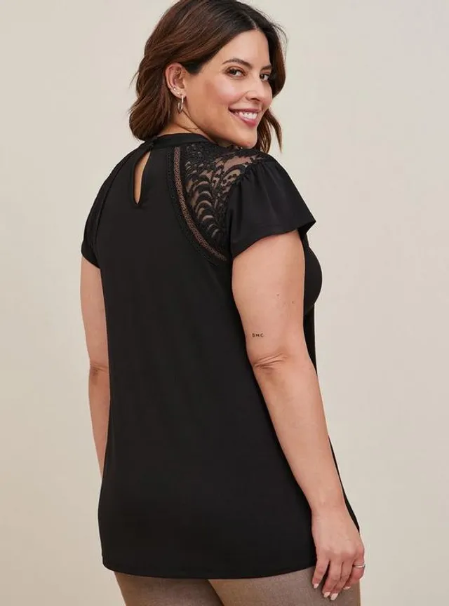 Plus Size - Black Double Lace Inset Legging - Torrid