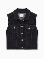 Crop Denim Vest - Dark Wash