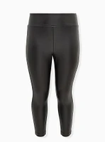 Studio Slim Fix Black Faux Leather & Premium Ponte Pull-On Pixie Pant