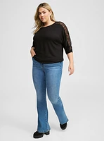 Super Soft Lace Inset Sleeve Dolman Top